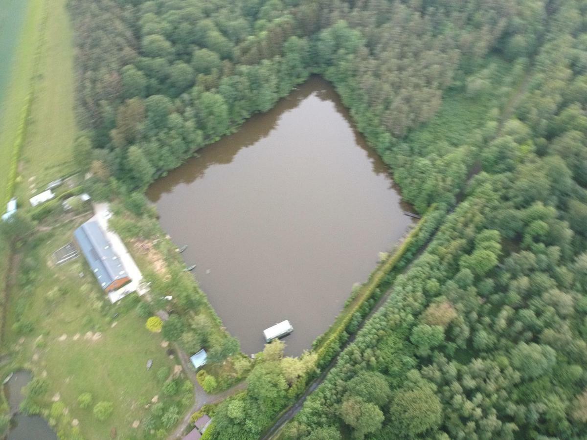 Florennes Gîte neuf 150 M2 devant un grand lac privé de 2 hectares poissonneux au milieu des bois Exterior foto