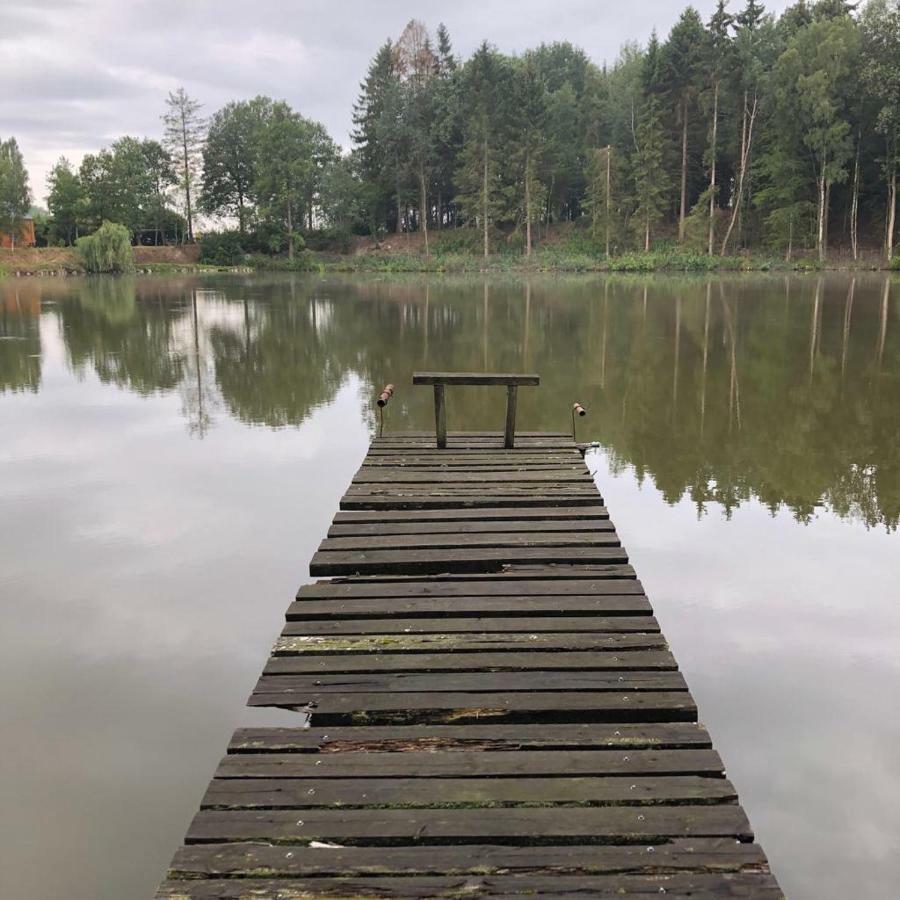 Florennes Gîte neuf 150 M2 devant un grand lac privé de 2 hectares poissonneux au milieu des bois Exterior foto